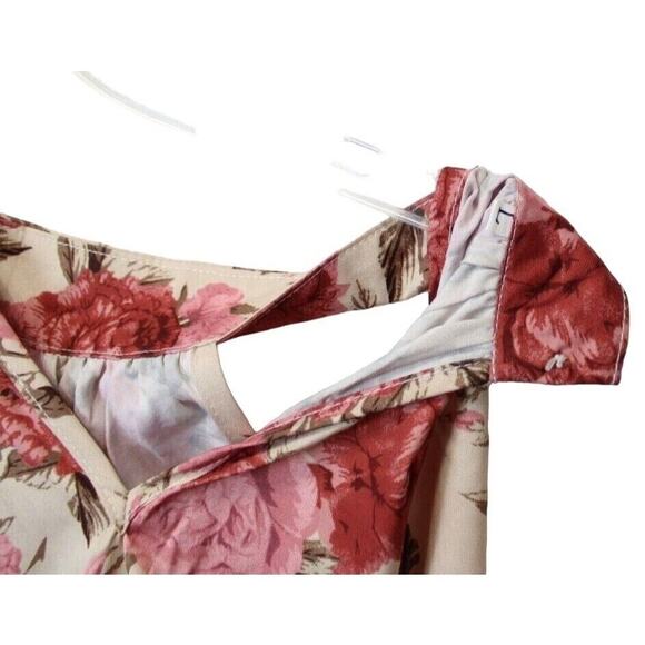 Shein Maxi Dress Halter Neck Women L Satin Beige Pink Floral Summer Beach - Picture 14 of 16